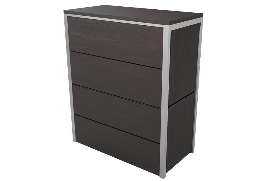 Uptown 4-Drawer Chest in Kessler Silver and Cafelle (unstackable to 2-drawer chest to place underbed)