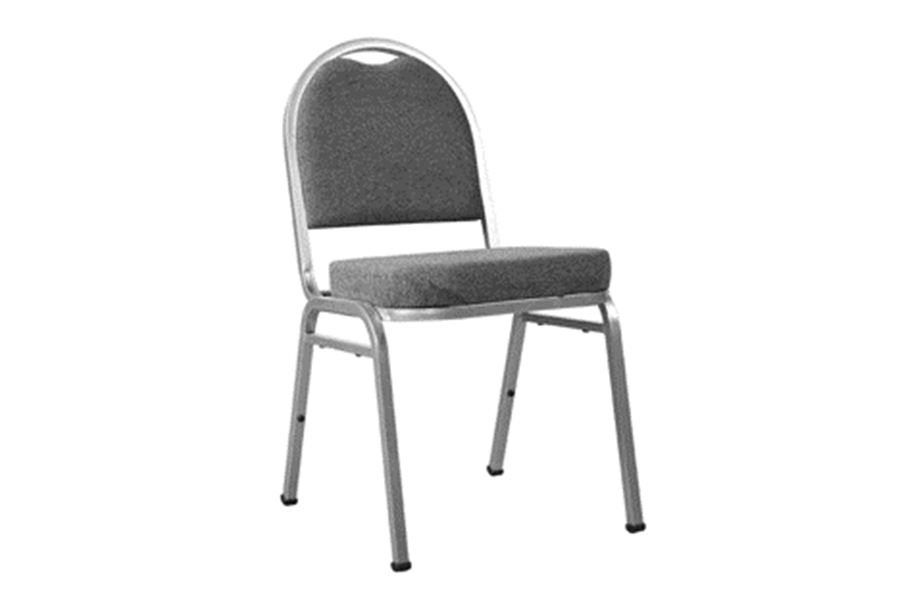 Stacking Chair in Silver Streak metal with Pepper Fabric