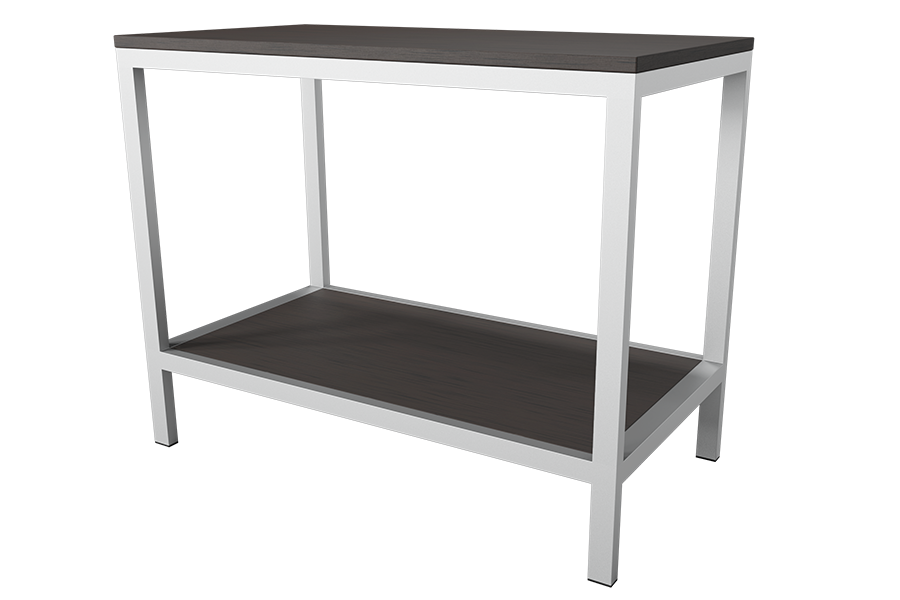 Uptown 2-Shelf Entertainment Center in Kessler Silver with Cafelle Tops