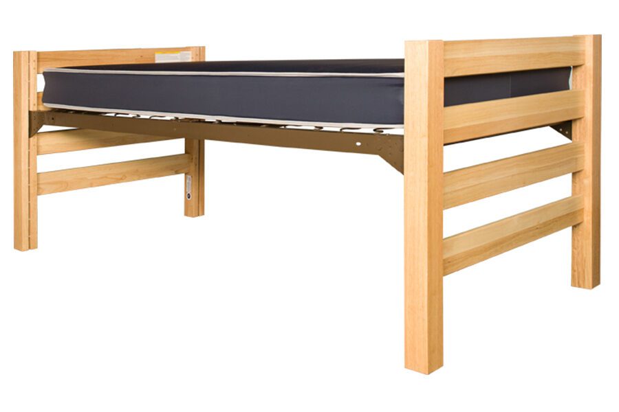 Solid wood bed ends with spring unit and mattress