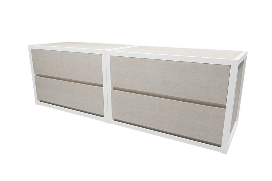 Unstacked Mixed Medium Chest in White and White Twill Laminate
