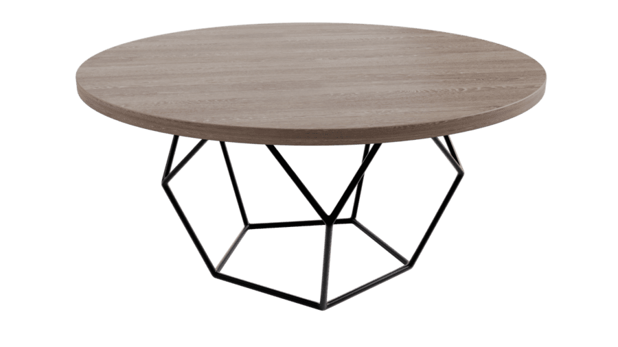 CT001 Circle Coffee Table in Black and Toulouse Oak
