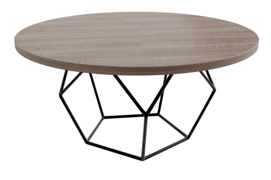 CT001 Circle Coffee Table in Black and Toulouse Oak
