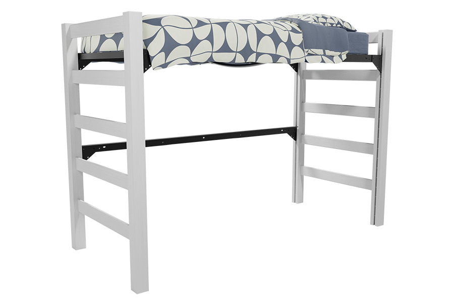 Tool-less Open Loft with 60" tall bed ends in White