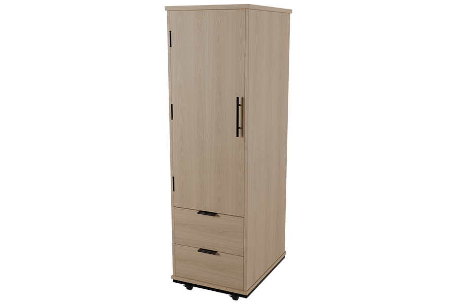 Calla Wardrobe 18 X 60 in New Age Oak with Casters