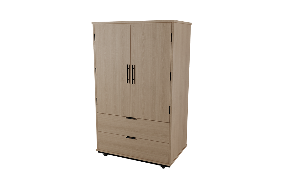 36" wide Calla Wardrobe in New Age Oak with Casters