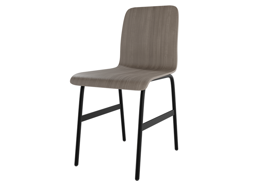Molded Dining Chair with black metal base in Urban Grey Elm