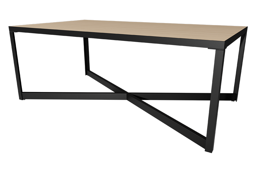 Coffee Table with laminate top and metal base in New Age Oak.